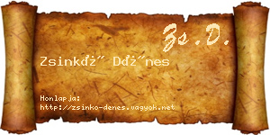 Zsinkó Dénes névjegykártya